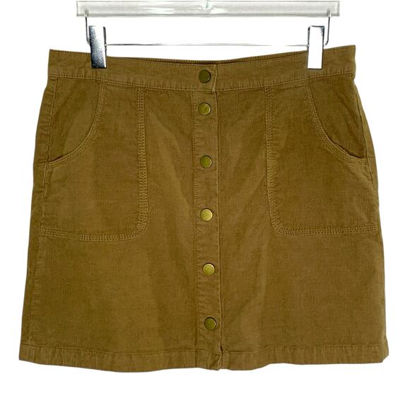 Tory Burch 12 Lucitano Tan Corduroy Snap Button Front Mini Skirt 90s Preppy - Picture 1 of 9